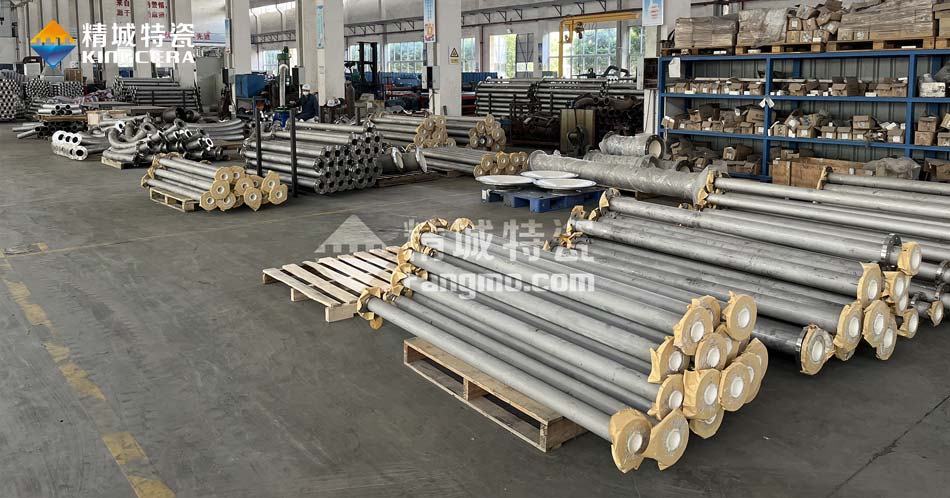 永利集团特瓷锂电池内衬陶瓷运送管道生产车间